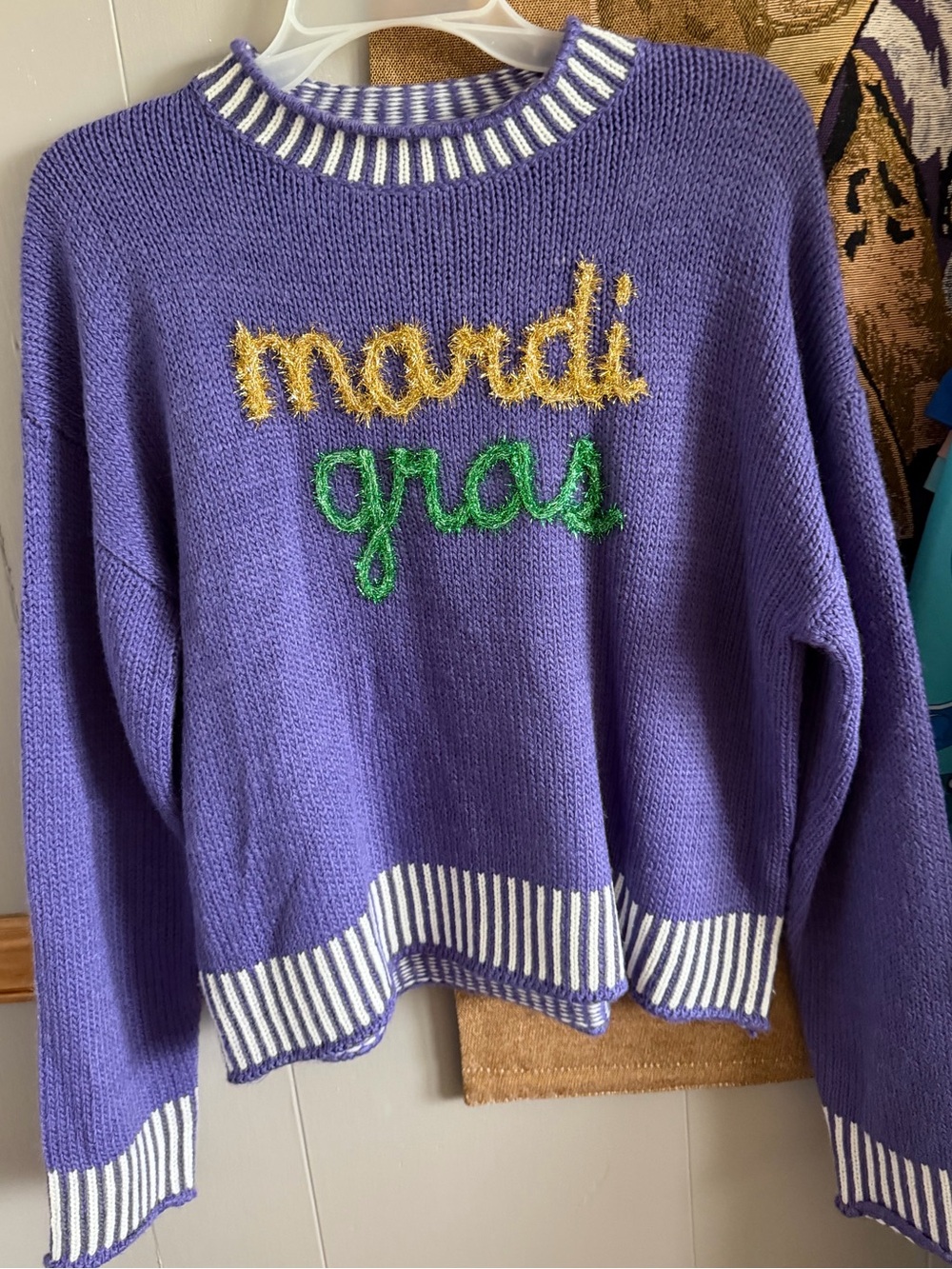Purple 'Mardi Gras' Knit Sweater - Brand So Me